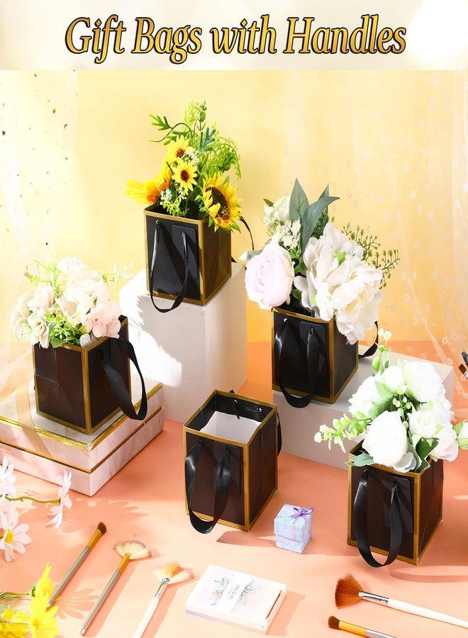 Kolldenn 100 Pcs Small Gift Bags with Handles Metallic Paper Square Wedding Favor Bags Bulk with DIY Blank Thank You Tags for Birthday Bridal Shower Party Favor (4 x 4 x 4 Inches,Black) - Image 5